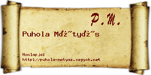 Puhola Mátyás névjegykártya